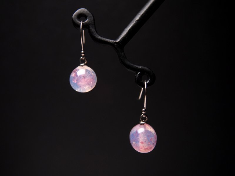 #GE382 Murano Glass Beads Earring - Earrings & Clip-ons - Glass Pink