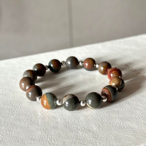 TH JEWELERY 【民族風|戈壁瑪瑙】阿拉善彩簡約鍍銀手鏈 保平安 自信 解開心結