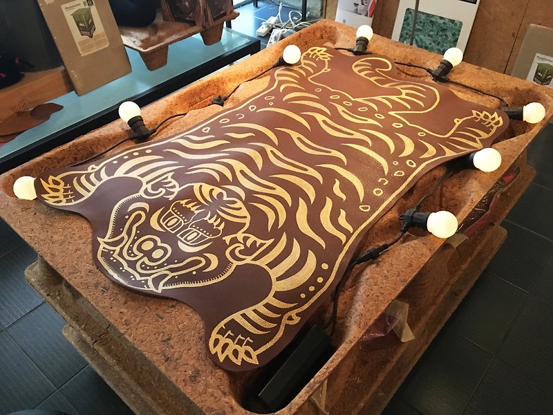 Limited edition hand-painted tiger leather carpet | leather carpet | leather tapestry - Rugs & Floor Mats - Genuine Leather 