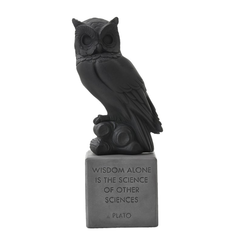 Ancient Greek Owl Ornament Sophia Owl (Black) - Handmade Ceramic Statue - ของวางตกแต่ง - ดินเผา สีดำ