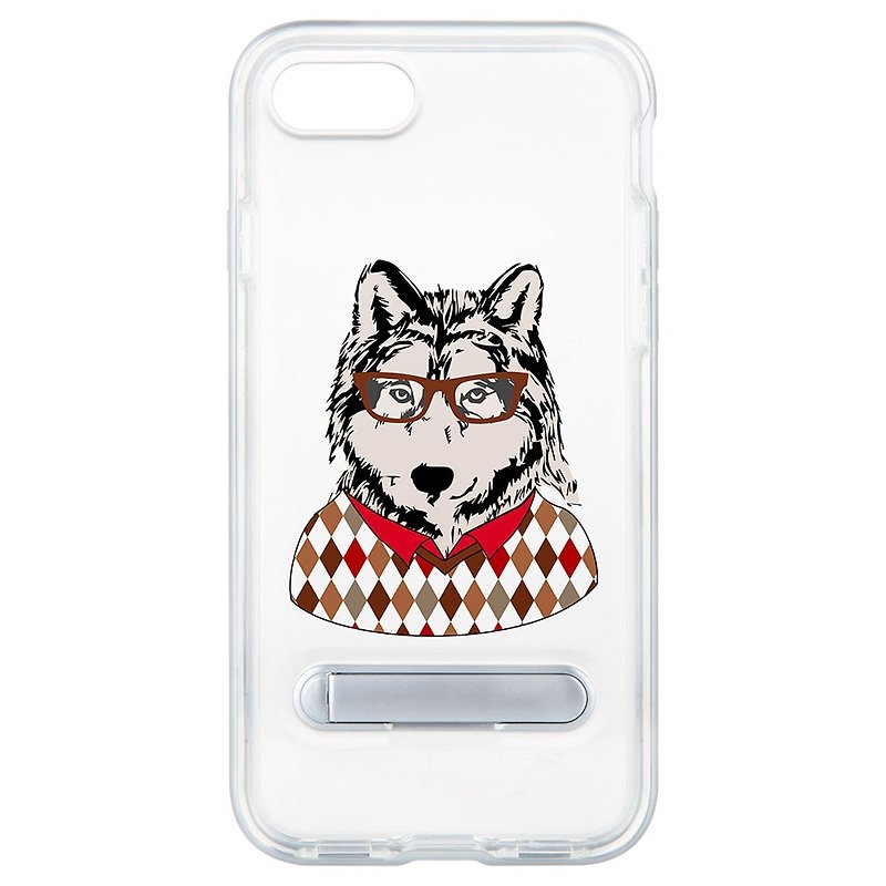 眼鏡狼 隱藏磁石支架 iPhone 8 7 6 plus 手機殼 手機套 case - 手機殼/手機套 - 塑膠 白色
