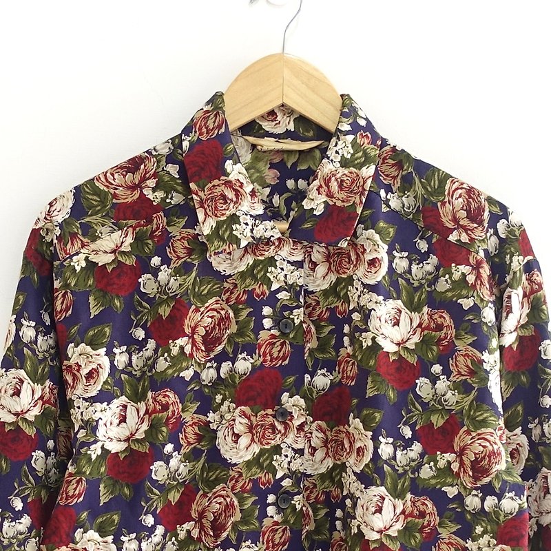 │Slowly│ flower - vintage shirt │vintage. Vintage. Art. Made in Japan - Women's Shirts - Polyester Multicolor