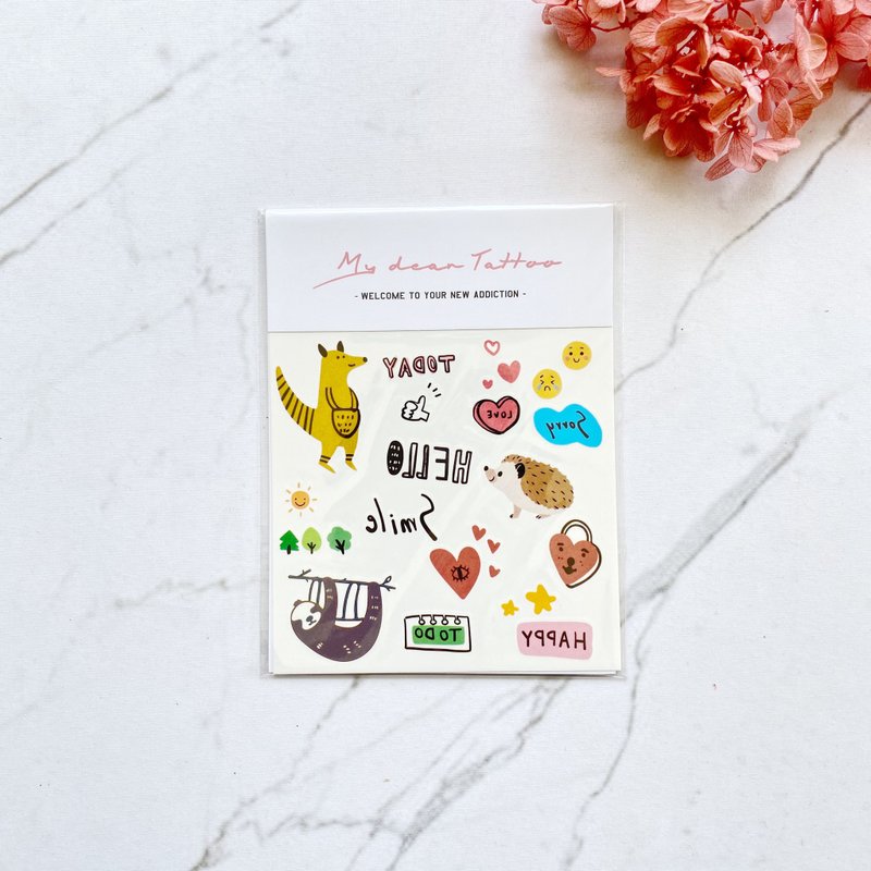 / Temporary Tattoo / 2 sheets (Each Pack)  Hedgehog  Sloth Sunny - สติ๊กเกอร์แทททู - กระดาษ 