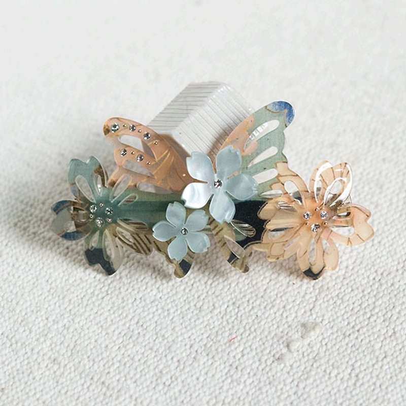 妩秋丰, butterfly clip, hair clip - indigo - เครื่องประดับผม - อะคริลิค สีน้ำเงิน