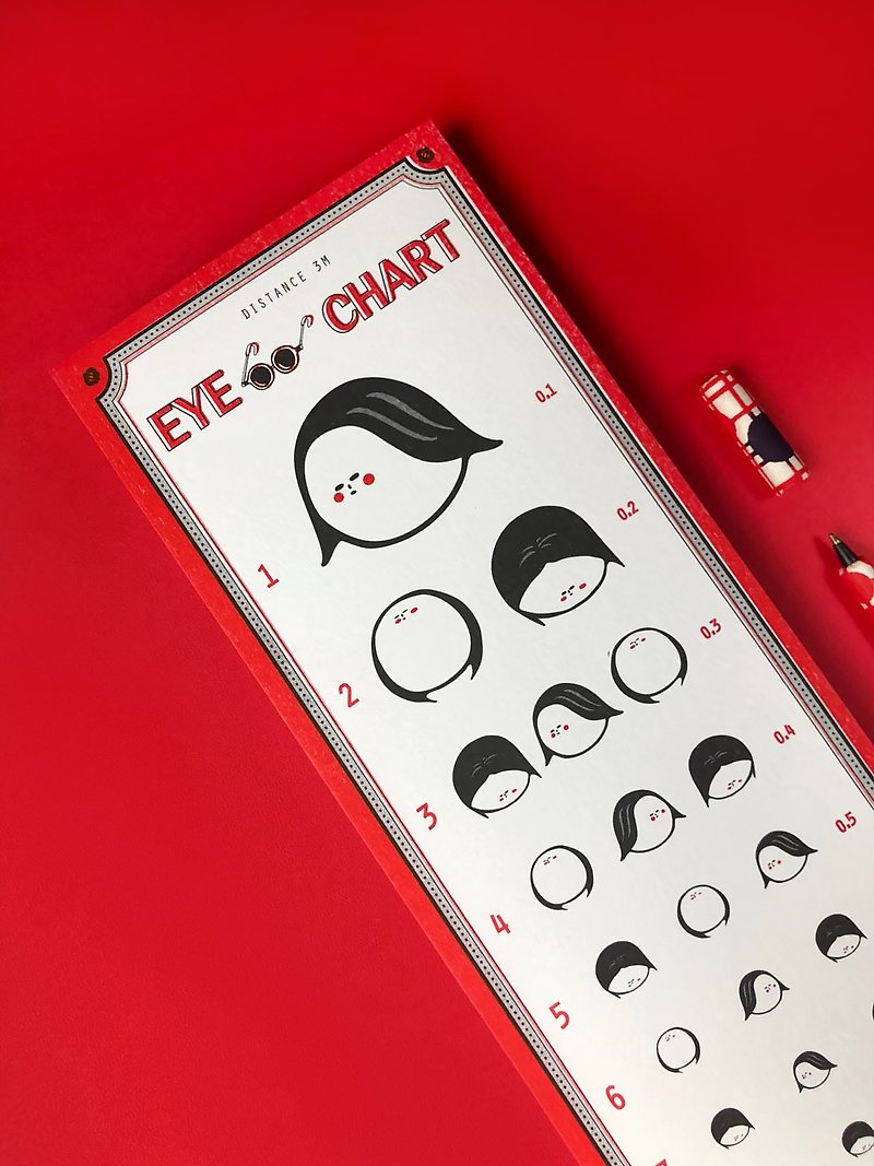 視力檢查表-紅  3D Face Eye Chart (RED) - 海報/掛畫/掛布 - 紙 紅色