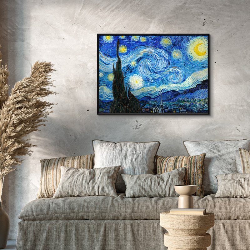 梵谷_星夜 -  梵谷系列掛畫/大師名作系列/夜景/星夜/風景掛畫 - 海報/掛畫/掛布 - 其他材質 藍色