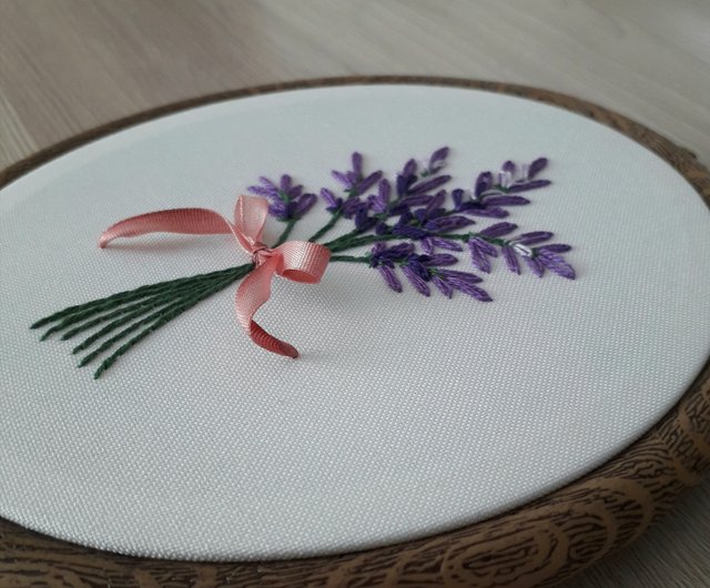 繡圖 罌粟 刺繍絵 ラベンダー 手刺繍 壁飾り - ショップ