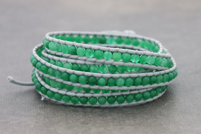 Jade Beaded Wrap Bracelets Woven Beaded Bracelets Braided Bracelets Stone Unisex Hipster 5x Wrap 5times Wrap - Bracelets - Stone Green