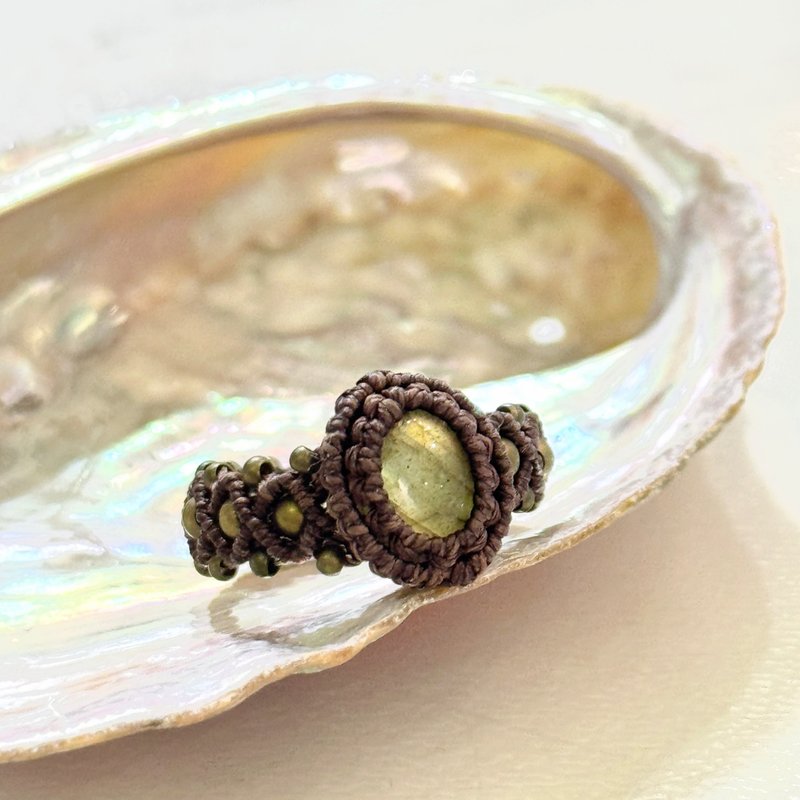 Crystoria Stone | Macrame | 南美蠟線 | 戒指 |  黃光拉長石 - 戒指 - 寶石 咖啡色
