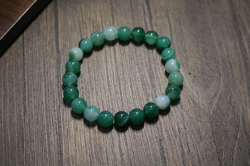 Striped green agate bracelet natural crystal bracelet gift box version - Bracelets - Crystal Green