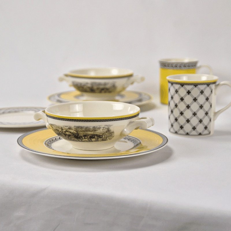 Audun Chasse Soup Bowl 9 1/2 inch - Plates & Trays - Porcelain Yellow