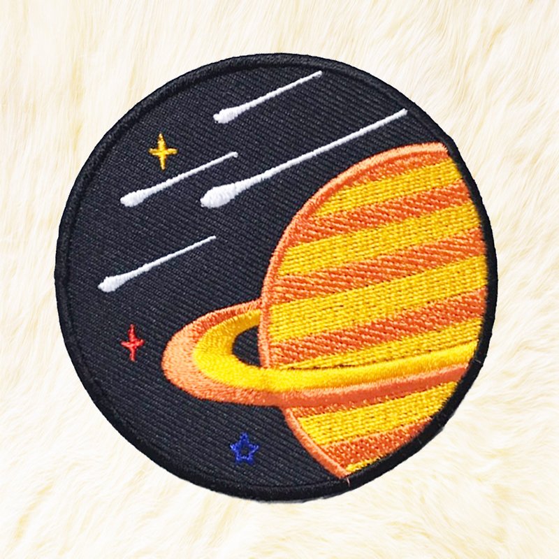 Saturn Iron on Patch Buy 3 Get 1 Free - Knitting, Embroidery, Felted Wool & Sewing - Thread Orange