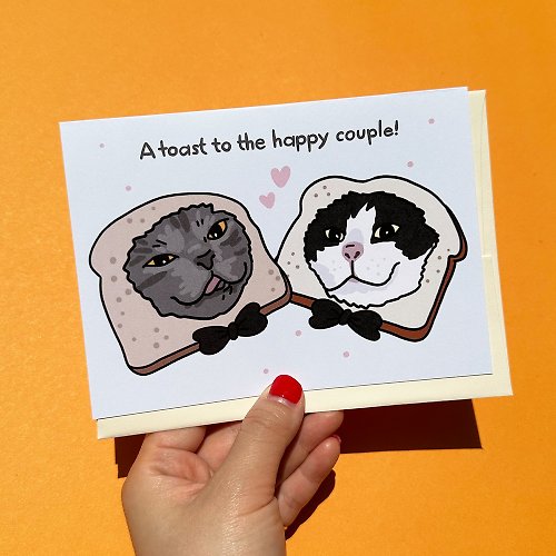 pinghattastudio Greeting Card - LGBT Toast to the Happy Couple Gay wedding cat couple card