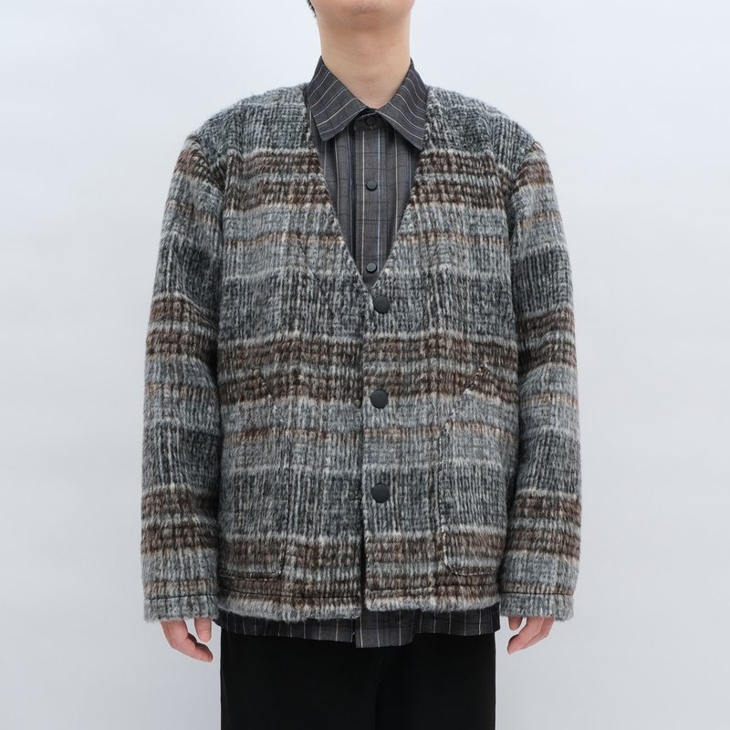 KAIKAI - MASQUERADE - Checked wool-blend cardigan jacket - เสื้อโค้ทผู้ชาย - ขนแกะ หลากหลายสี