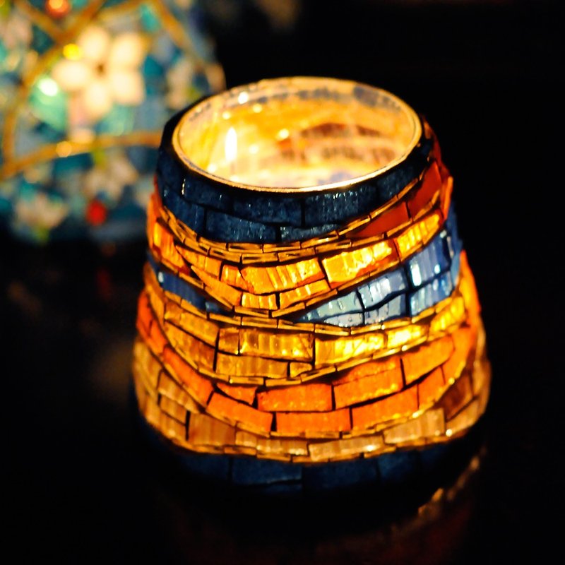 日暮 原創設計馬賽克鑲嵌燭臺 浪漫家居 禮物 - 香氛蠟燭/燭台 - 玻璃 
