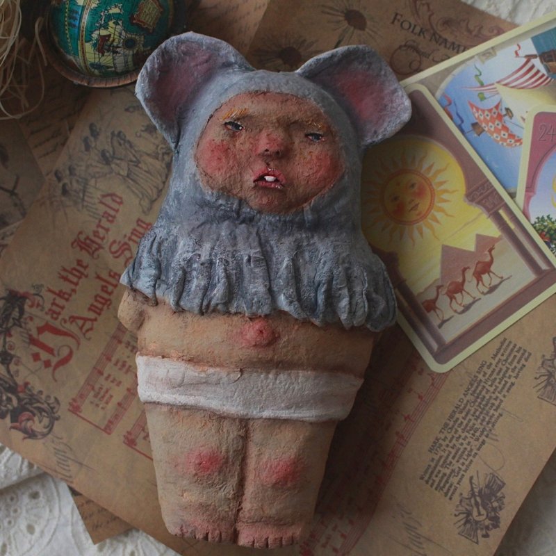 Depesos Mouse, a creative doll made from recycled paper clay - Stuffed Dolls & Figurines - Paper 