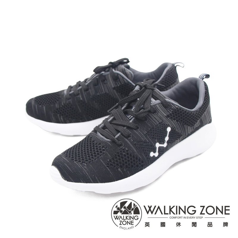 WALKING ZONE 天痕系列飛線編織慢跑休閒鞋女鞋-黑(另有深藍) - 女休閒鞋/帆布鞋 - 聚酯纖維 