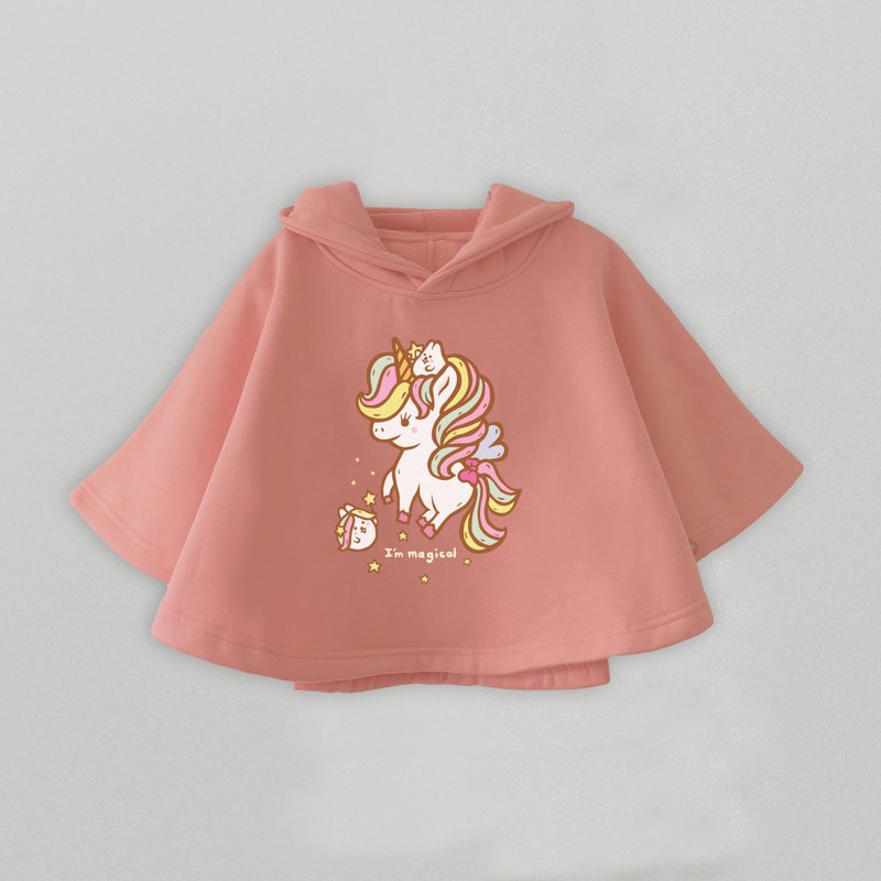 Kid-麻糬兔Unicorn小孩厚款斗篷帽衣(粉) - 男/女童外套 - 棉．麻 粉紅色