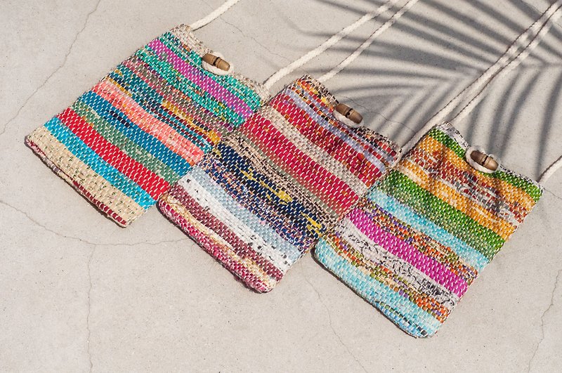 Hand woven saree line mobile phone bag/mobile phone case/shoulder bag/ leisure card holder/travel bag-Moroccan style - เคส/ซองมือถือ - ผ้าฝ้าย/ผ้าลินิน หลากหลายสี