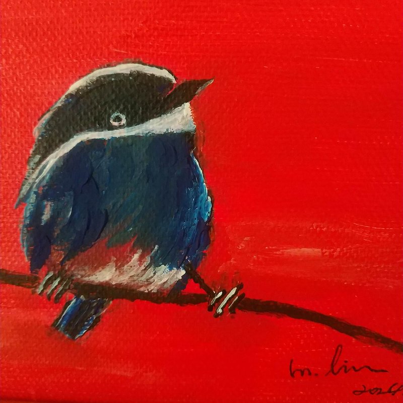 The good mood of the robin in spring original oil painting is unique and can be owned now - Wall Décor - Cotton & Hemp 