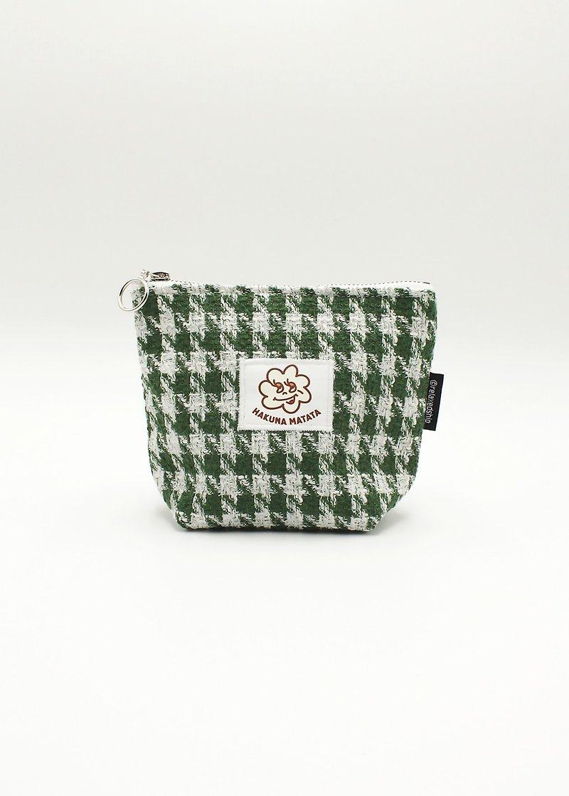 Ladder zipper bag-dark green - กระเป๋าเครื่องสำอาง - วัสดุอื่นๆ สีเขียว