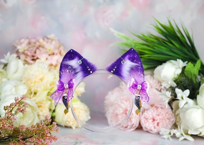 Purple Koi Kitten - 髮夾/髮圈 - 其他材質 紫色