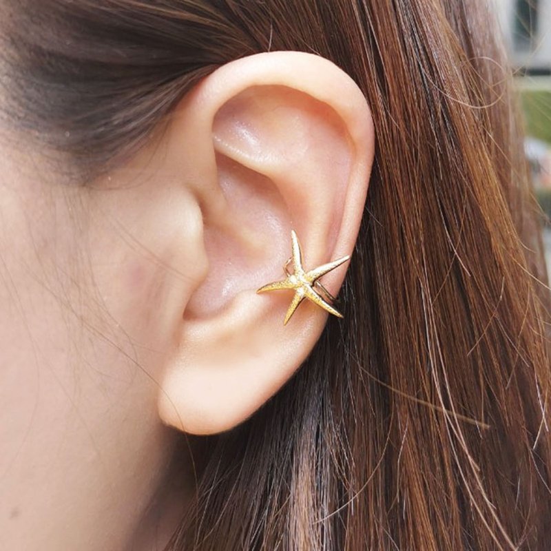 Star Silver ear cuff, 925 Sterling silver ear clip, Boho ear cuff, clip on ear - Earrings & Clip-ons - Other Metals Silver