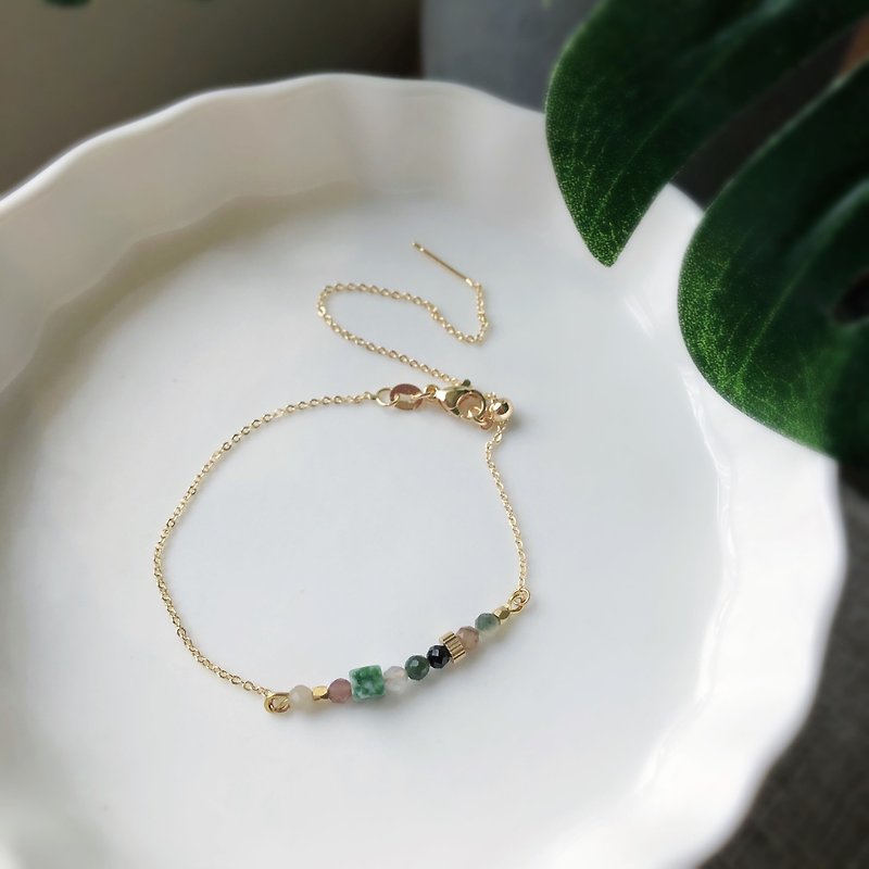 Romantic series tourmaline 14k bracelet birthday gift - Earrings & Clip-ons - Gemstone Multicolor