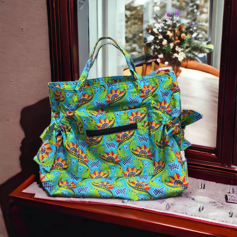 Shoulder Bag, with bow tie adjustable strap, green - 側背包/斜背包 - 棉．麻 綠色