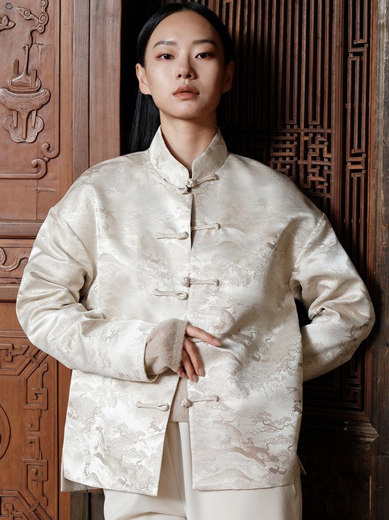 Hanlu/New Chinese style retro jacquard Tang suit jacket - Women's Casual & Functional Jackets - Polyester White