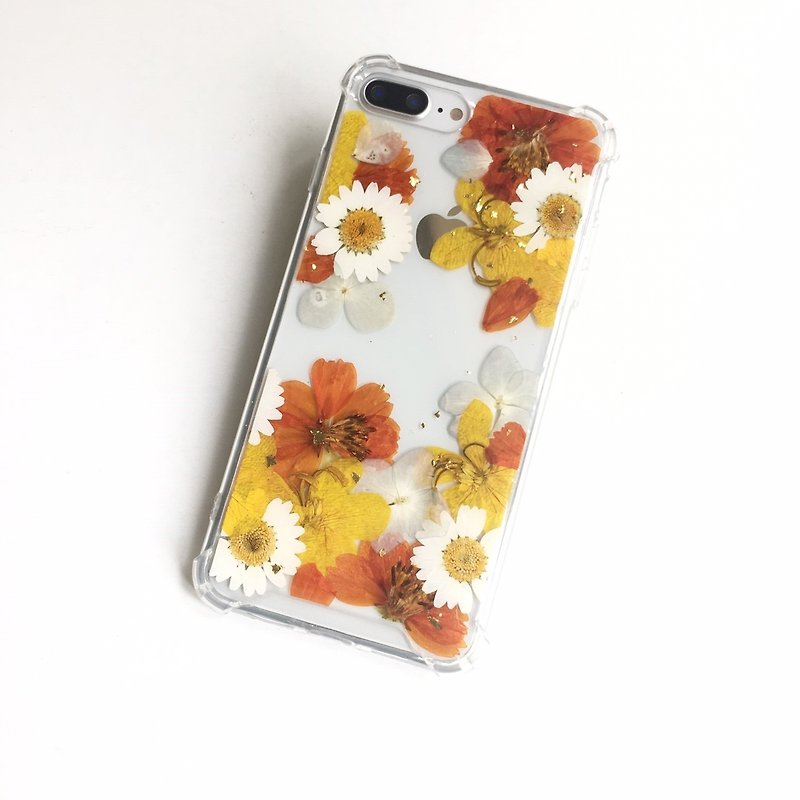 Limited Edition One Temperament IPHONE 7+/8plus Embossed Gold Foil Flower Cosmos Compressed Shell - Phone Cases - Plants & Flowers 