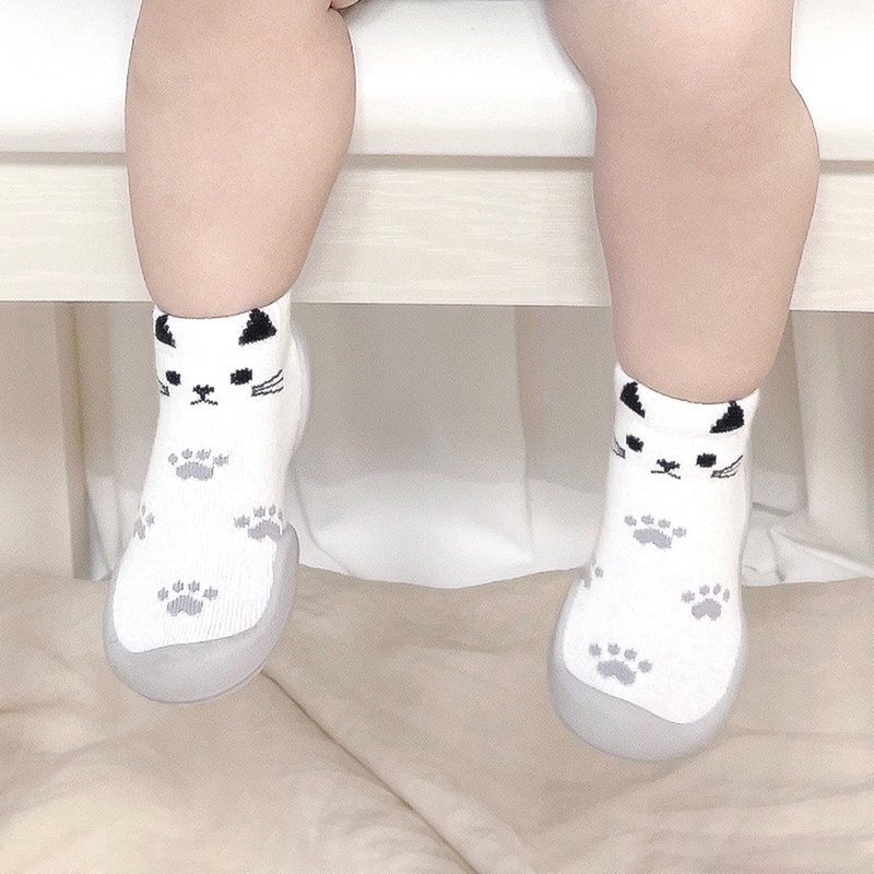 Korean Ggomoosin toddler socks and shoes-QQ White Cat - รองเท้าเด็ก - ผ้าฝ้าย/ผ้าลินิน 