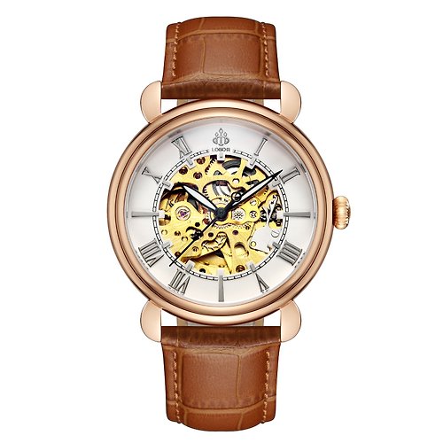 LOBOR Watches 【4色可選】LOBOR Cosmopolitan系列 40mm 復古鏤空機械錶