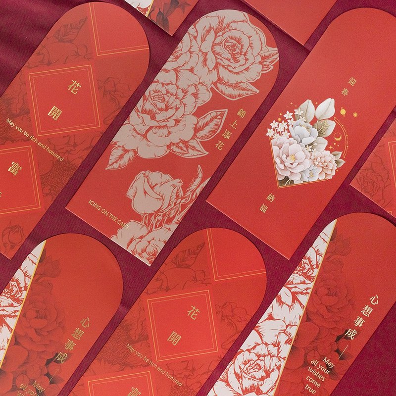 花團錦簇 - 燙金紅包袋 - 紅包袋/春聯 - 紙 紅色