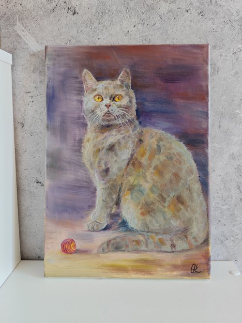 猫の油絵【猫伯爵】1点物の原画/作者サイン入り/F8号キャンバス 猫の油絵【猫肖像画】1点物の原画/作者サイン入り/真作/肉筆画