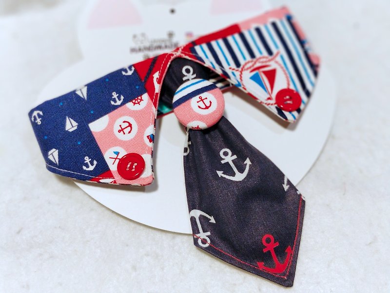 Sailor patchwork shirt collar collar - ปลอกคอ - ผ้าฝ้าย/ผ้าลินิน 