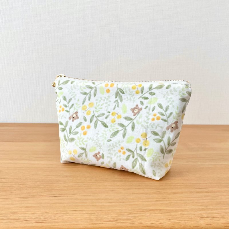 Pouch made from original fabric with bear pattern - Toiletry Bags & Pouches - Cotton & Hemp Green
