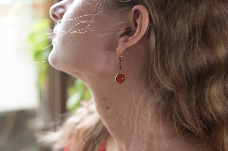 Cornalien Brass Earrings - Earrings & Clip-ons - Semi-Precious Stones 