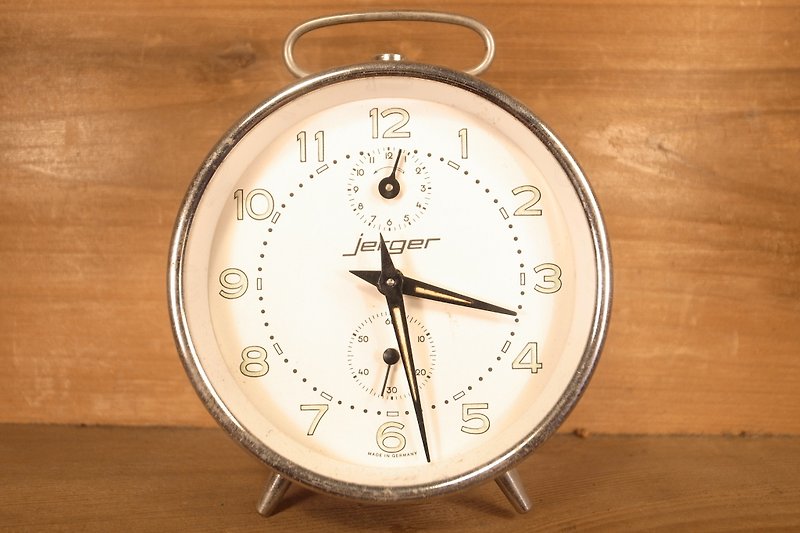 Old bone Jerger silver mechanical alarm clock VINTAGE - นาฬิกา - โลหะ สีเงิน