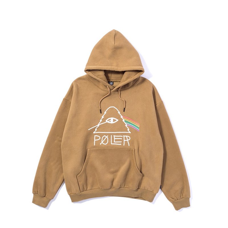 Japan limited POLER PSYCHEDELIC HOOD mountain-shaped eye rainbow classic hat T/ Khaki - Unisex Hoodies & T-Shirts - Other Materials Khaki