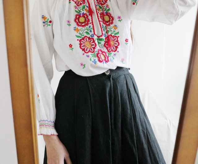 特別値下げ 美品 ヴィンテージ ハンガリー刺繍ブラウス ヴィンテージ 特別なモーブ色 ハンガリー製ハンドメイド刺繍ブラウス