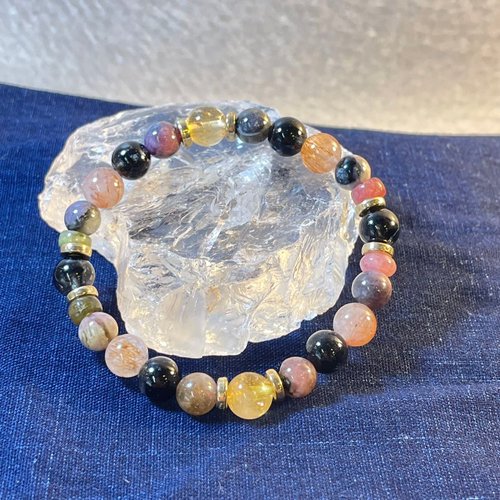 Hoshino Jewelry Kan 碧璽 黃晶 黑金超 天然 水晶 日本直郵 手鏈 禮物 水晶手鍊
