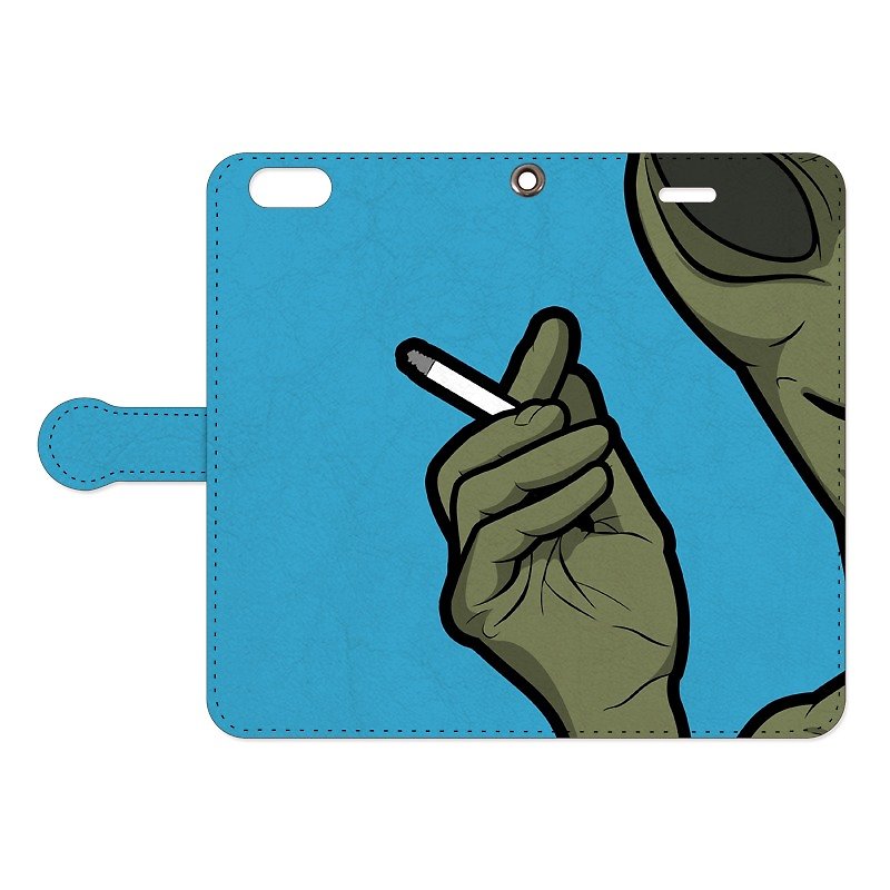 [Notebook type iPhone case] Alien 2 - เคส/ซองมือถือ - หนังแท้ สีน้ำเงิน