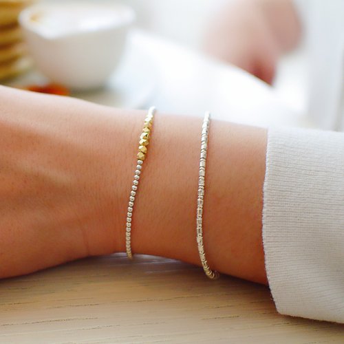 雪国スターリングシルバー ビーズ ブレスレット 2グループ入り