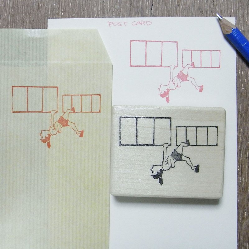Handmade rubber stamp Hang - ตราปั๊ม/สแตมป์/หมึก - ยาง สีกากี