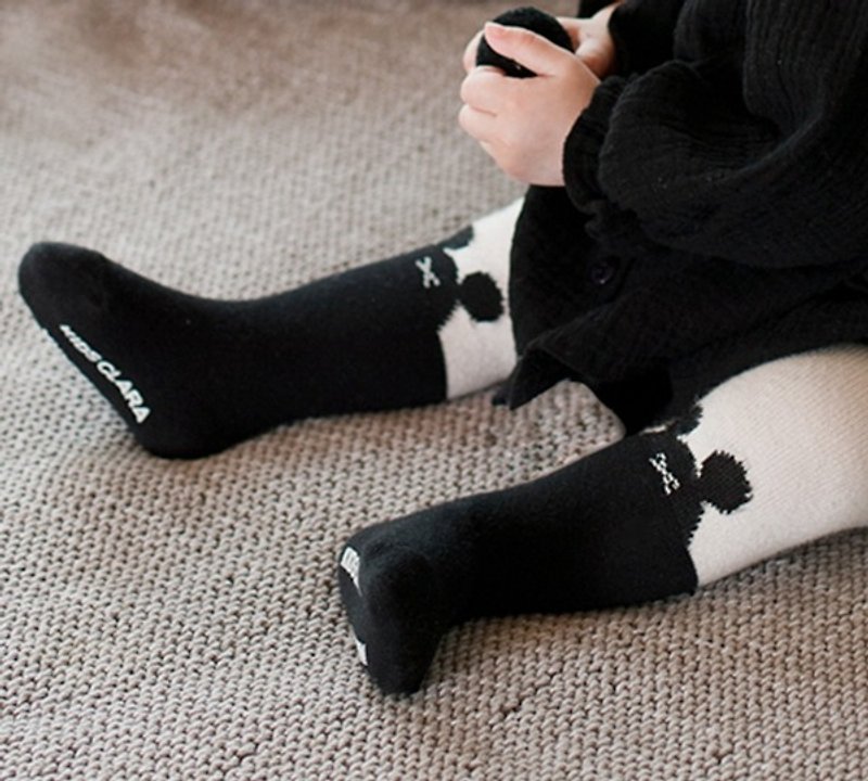 Happy Prince mouse baby tights made in Korea - ถุงเท้าเด็ก - ผ้าฝ้าย/ผ้าลินิน สีดำ