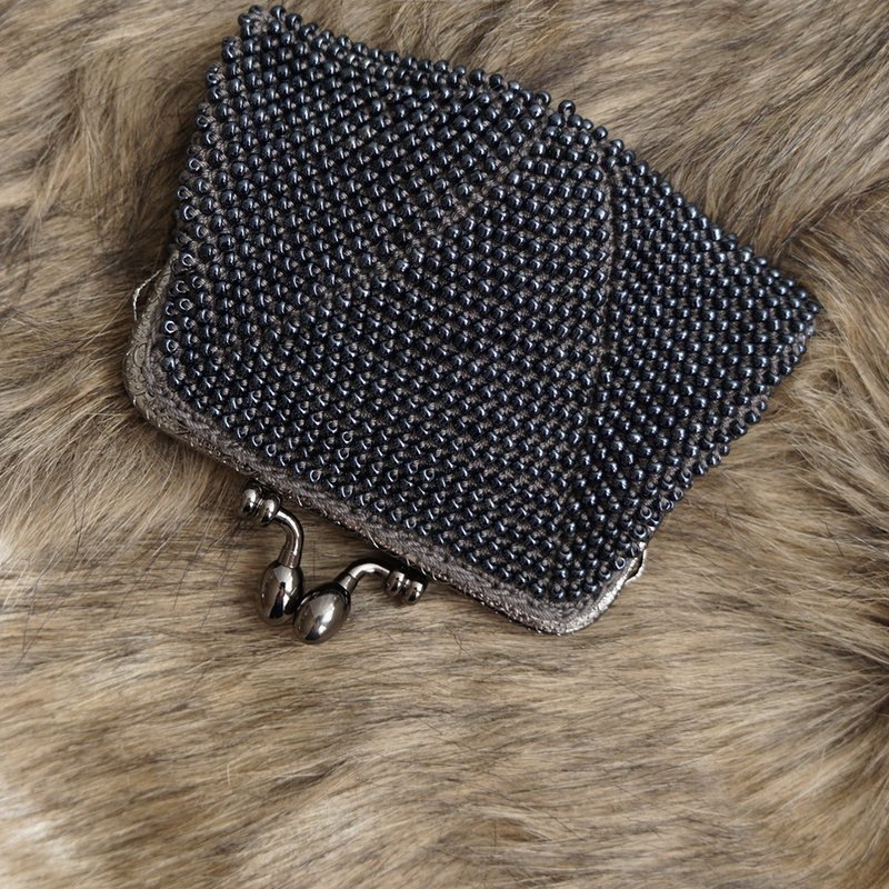 Ba-ba handmade crochet square pouch No.1971 - 皮夾/長短夾/錢包 - 其他材質 黑色
