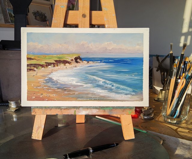 キャンバスに描かれたビーチの絵画 海景画 海洋アートワーク