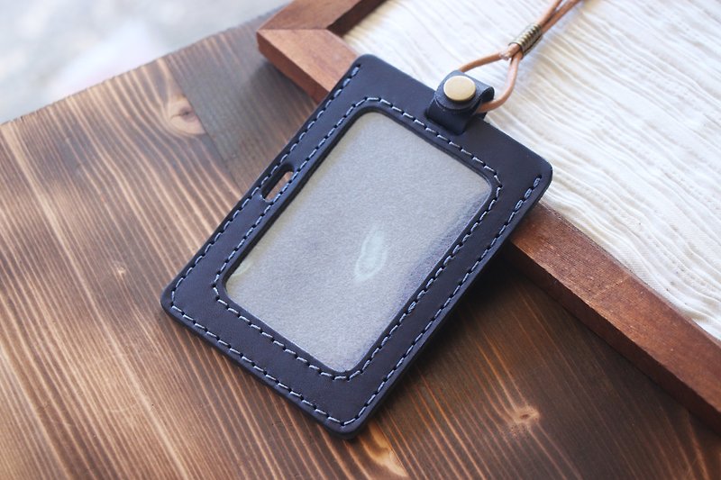 [Integrated into the new product page] Blue | Vegetable Tanned Leather Straight and Horizontal Dual-use Identification Card Holder | GOGORO Card Holder - ID & Badge Holders - Genuine Leather Blue