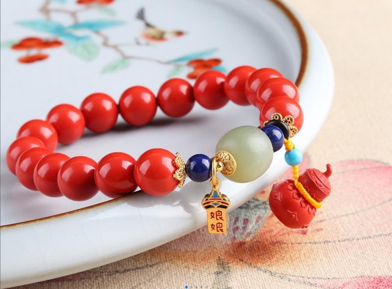 天然原礦硃砂精品紅砂單圈手鏈  精品原創 硃砂含量高達95%以上 - 手鍊/手環 - 寶石 